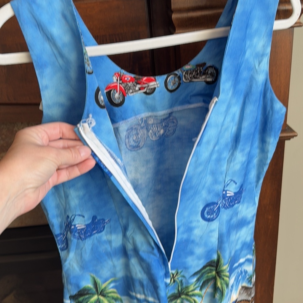 Ky’s made in Hawaii cotton tank sundress beach and motorcycle print size M - Picture 7 of 8